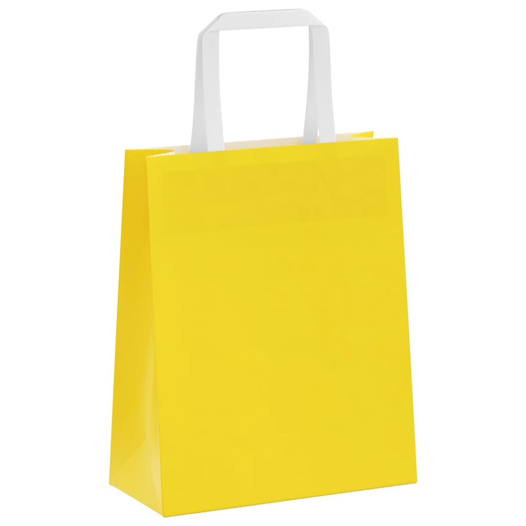 Sacchetti di Carta 250 pz con Manici Gialli 18x8x22 cm