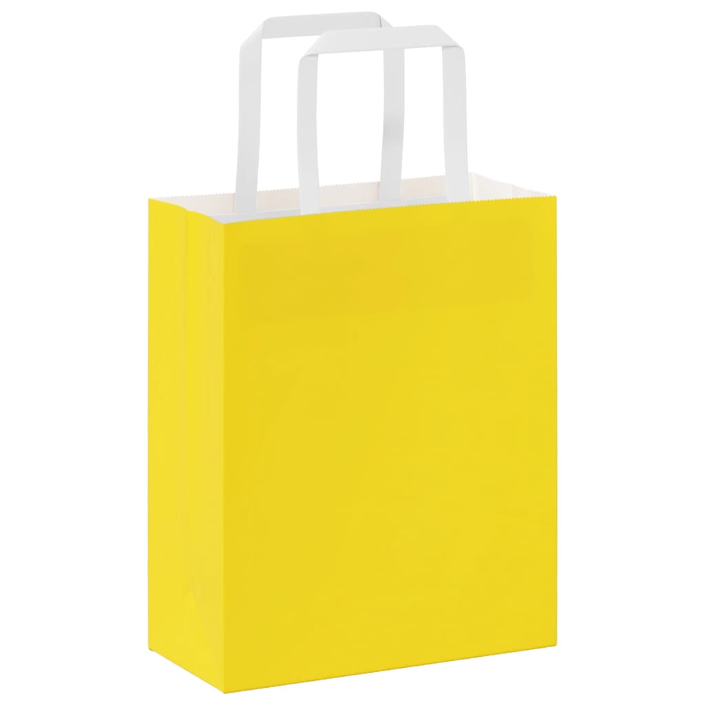 Sacchetti di Carta 250 pz con Manici Gialli 18x8x22 cm