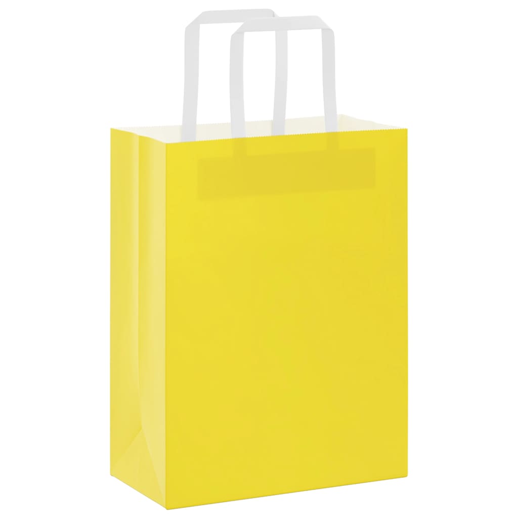 Sacchetti di Carta 250 pz con Manici Gialli 21x11x28 cm