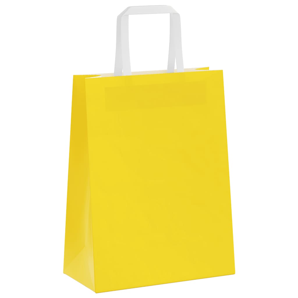 Sacchetti di Carta 250 pz con Manici Gialli 21x11x28 cm