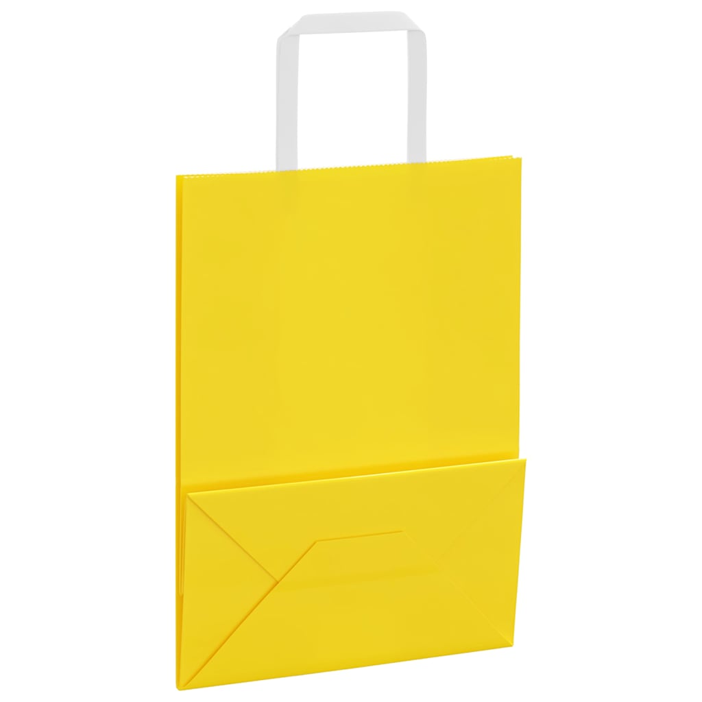 Sacchetti di Carta 250 pz con Manici Gialli 21x11x28 cm