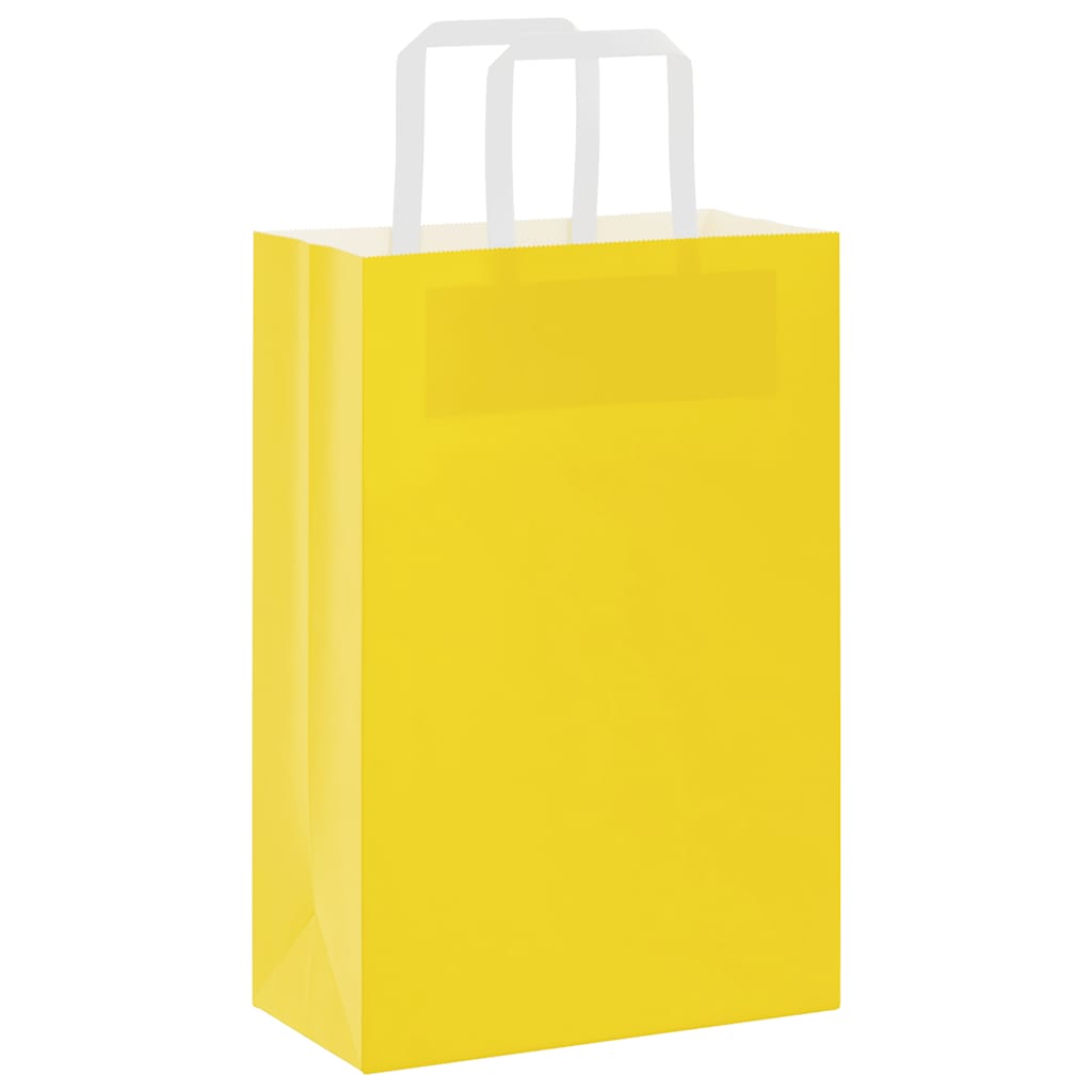 Sacchetti di Carta 250 pz con Manici Gialli 21x11x31 cm