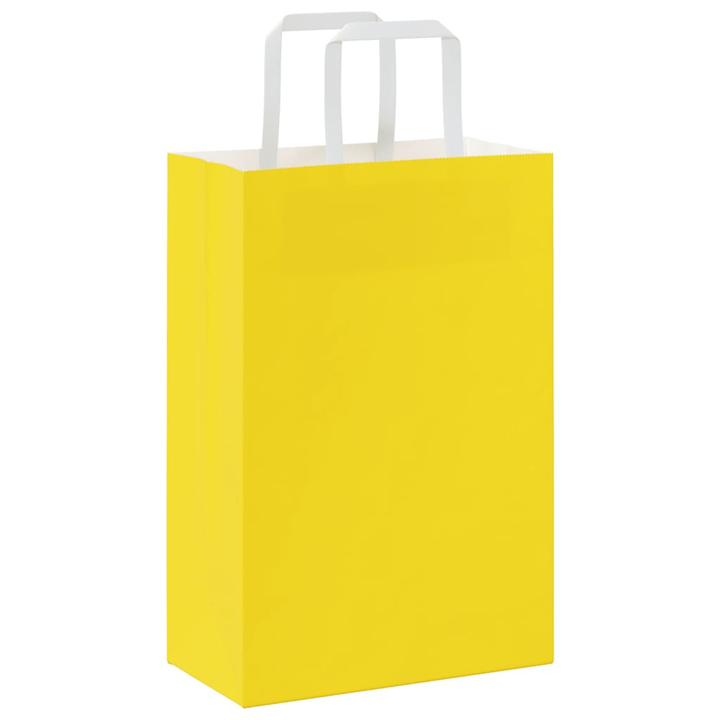 Sacchetti di Carta 250 pz con Manici Gialli 21x11x31 cm