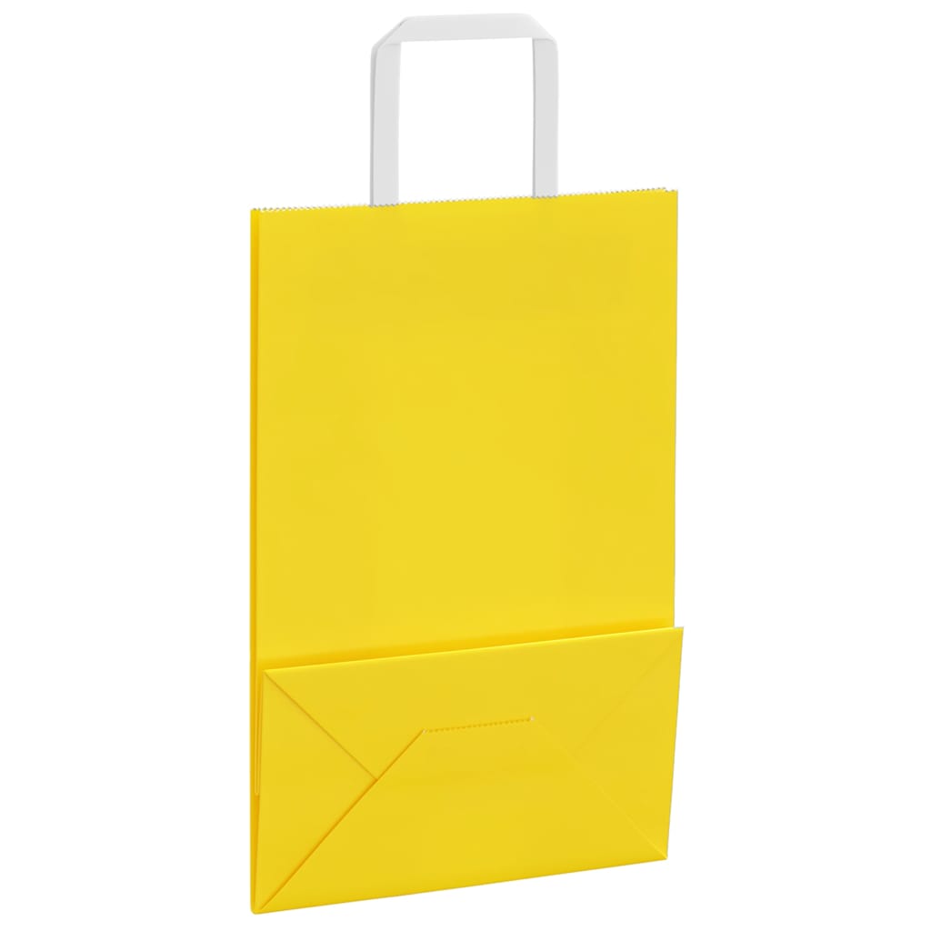 Sacchetti di Carta 250 pz con Manici Gialli 21x11x31 cm