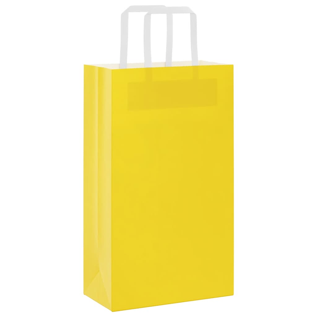 Sacchetti di Carta 250 pz con Manici Gialli 21x11x36 cm