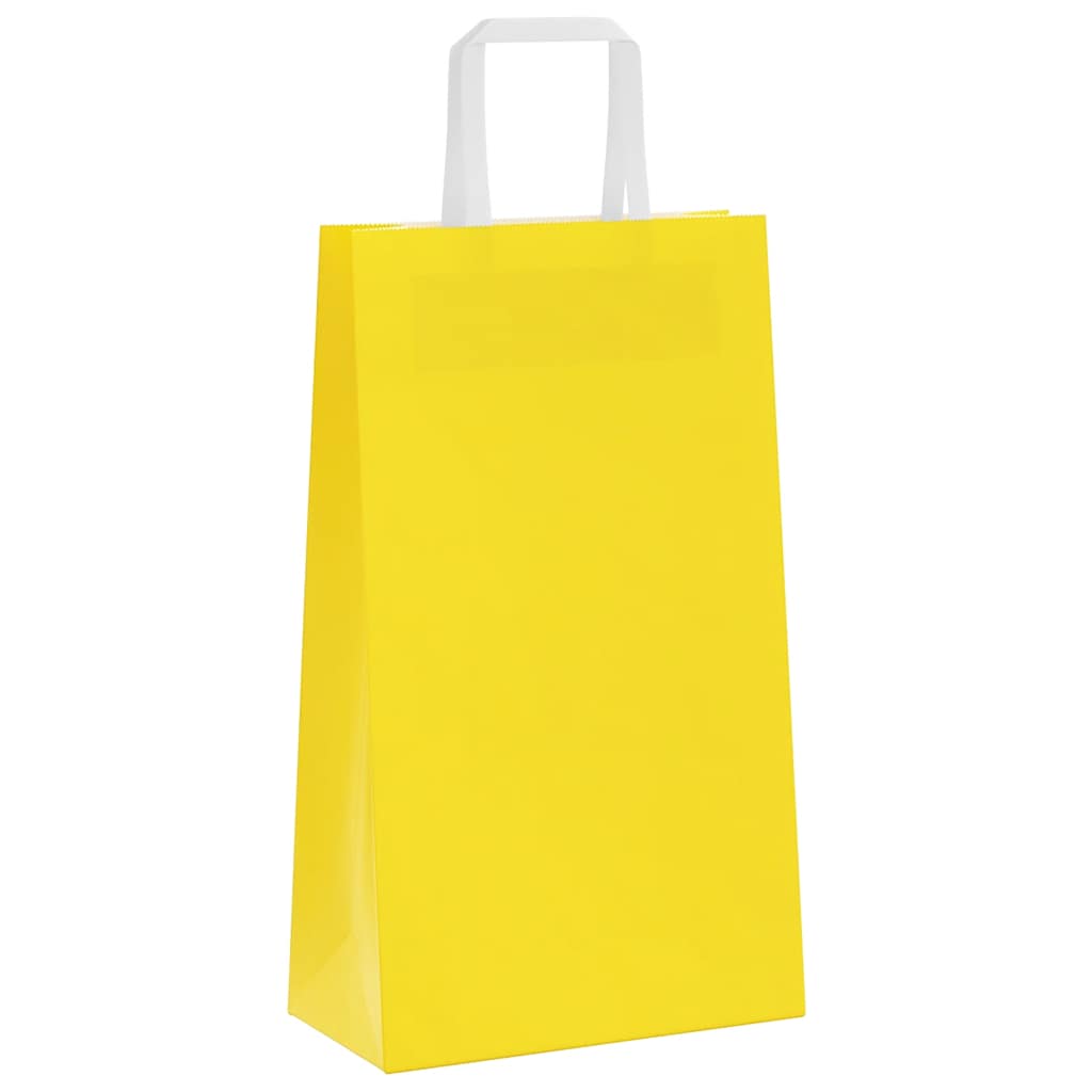 Sacchetti di Carta 250 pz con Manici Gialli 21x11x36 cm
