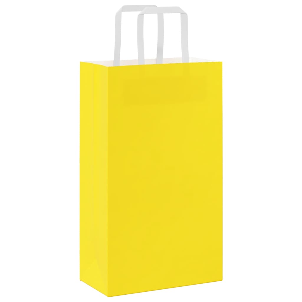 Sacchetti di Carta 250 pz con Manici Gialli 21x11x36 cm