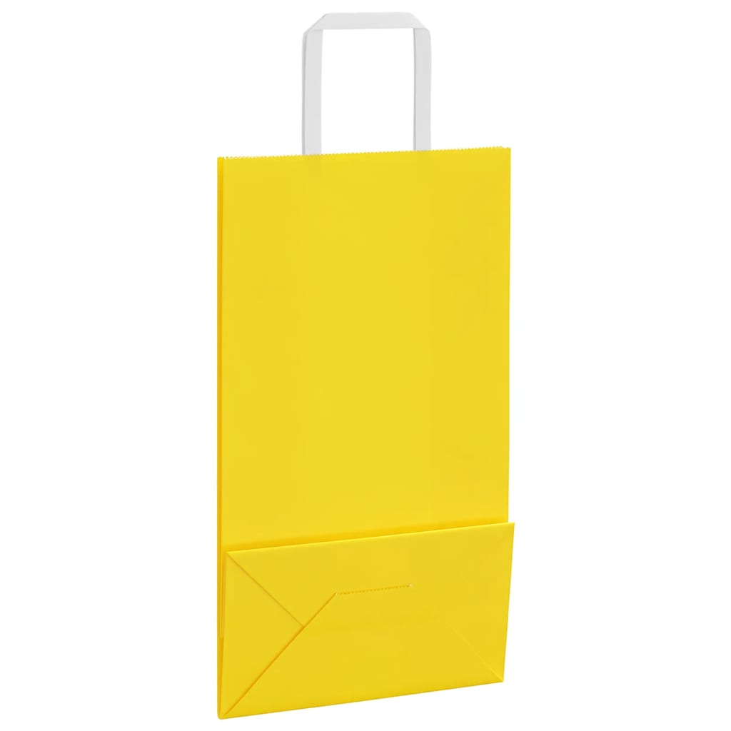 Sacchetti di Carta 250 pz con Manici Gialli 21x11x36 cm