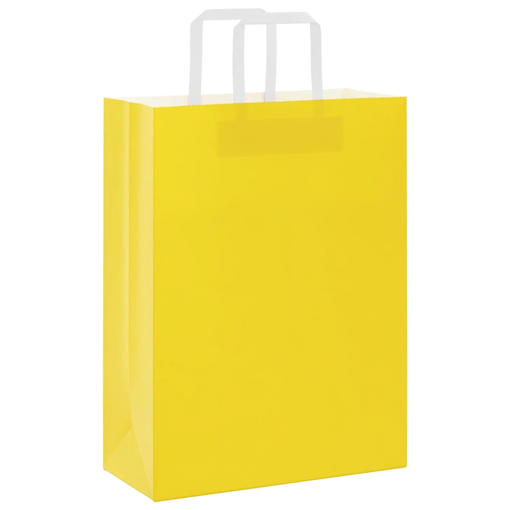 Sacchetti di Carta 250 pz con Manici Gialli 26x12x35 cm