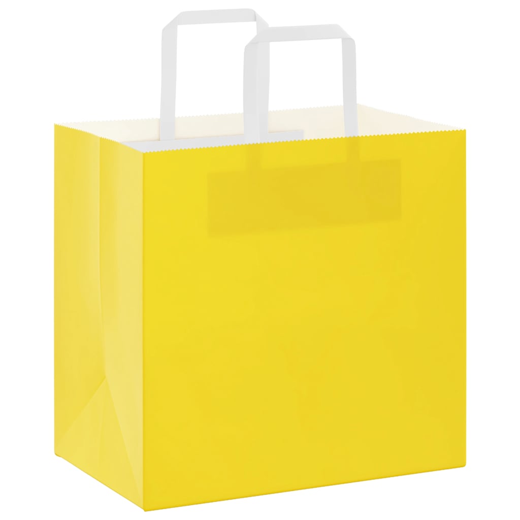 Sacchetti di Carta 250 pz con Manici Gialli 26x17x25 cm