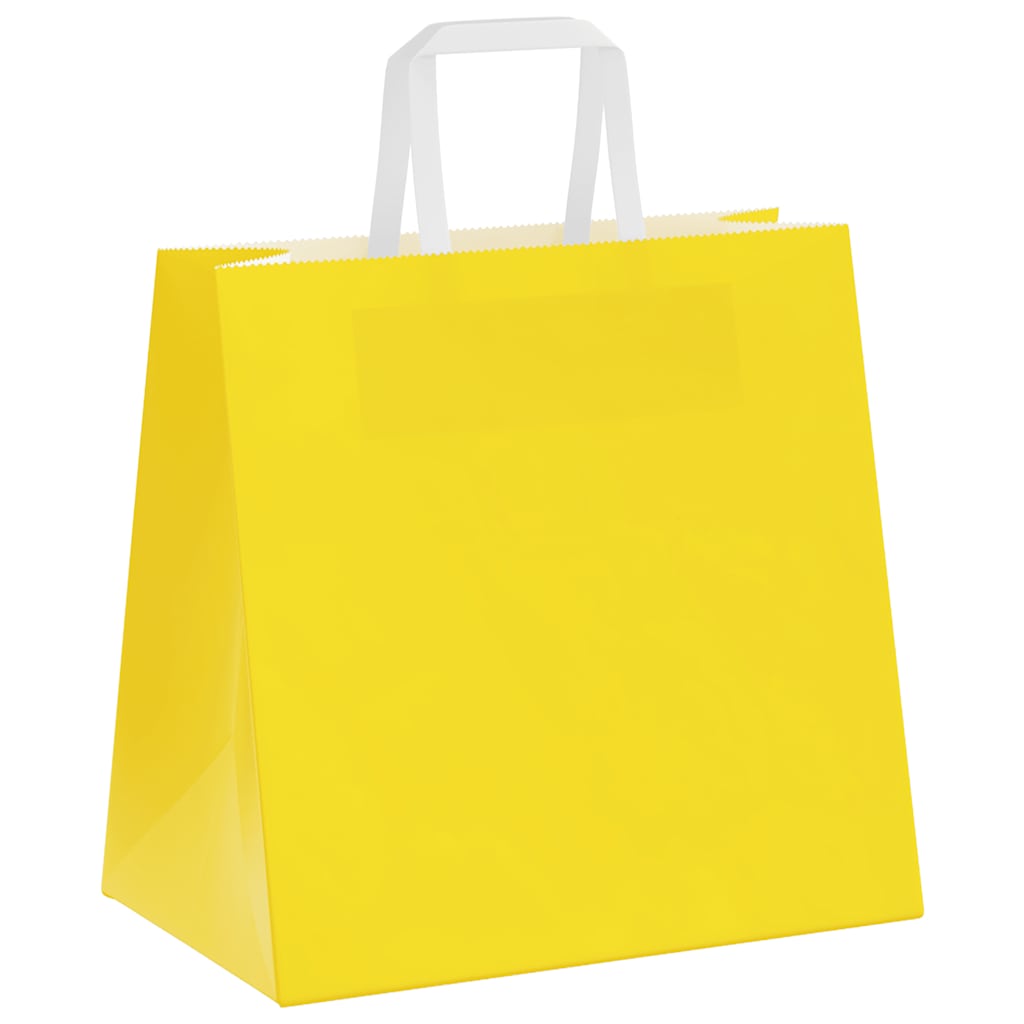 Sacchetti di Carta 250 pz con Manici Gialli 26x17x25 cm