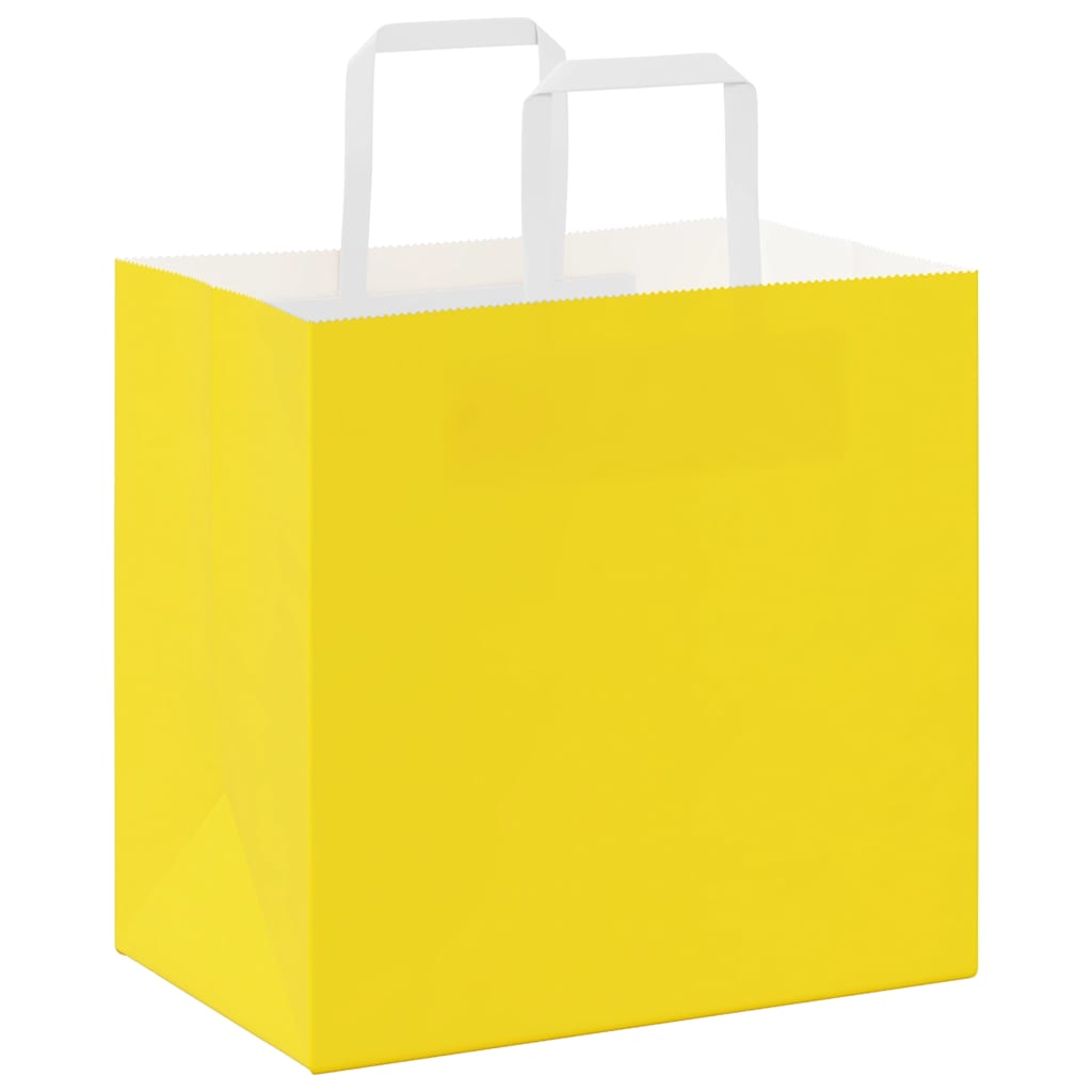 Sacchetti di Carta 250 pz con Manici Gialli 26x17x25 cm