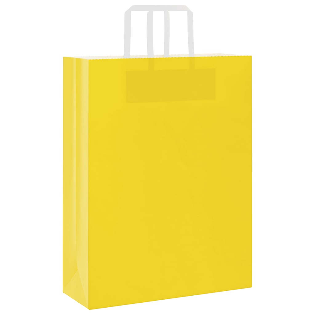 Sacchetti di Carta 250 pz con Manici Gialli 32x12x42 cm