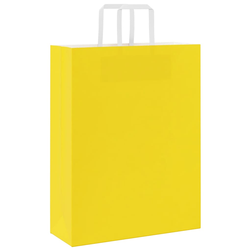 Sacchetti di Carta 250 pz con Manici Gialli 32x12x42 cm