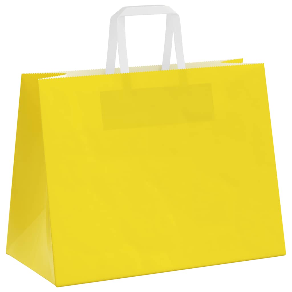 Sacchetti di Carta 250 pz con Manici Gialli 32x17x25 cm