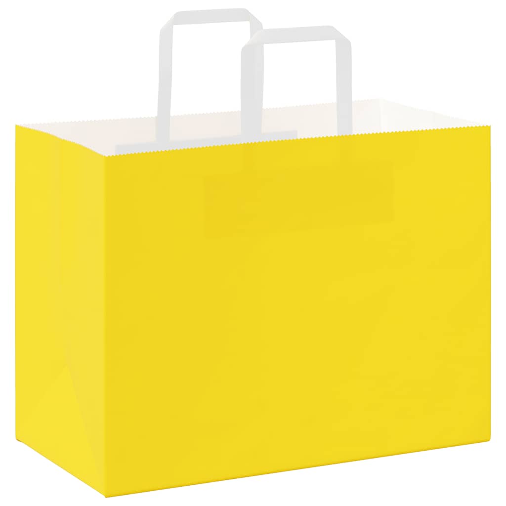Sacchetti di Carta 250 pz con Manici Gialli 32x17x25 cm