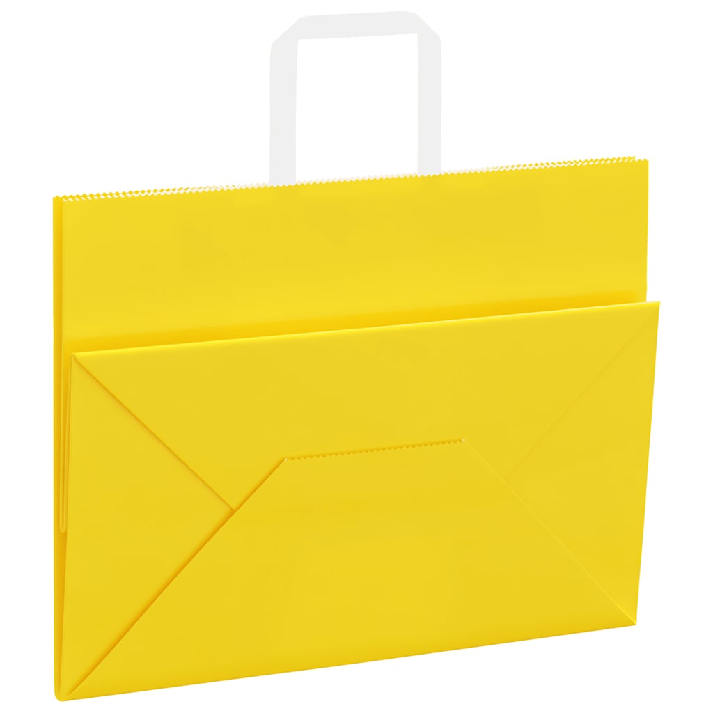 Sacchetti di Carta 250 pz con Manici Gialli 32x17x25 cm
