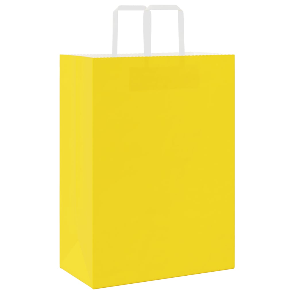 Sacchetti di Carta 250 pz con Manici Gialli 32x17x44 cm