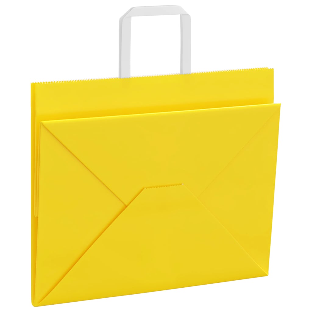 Sacchetti di Carta 250 pz con Manici Gialli 32x22x24 cm