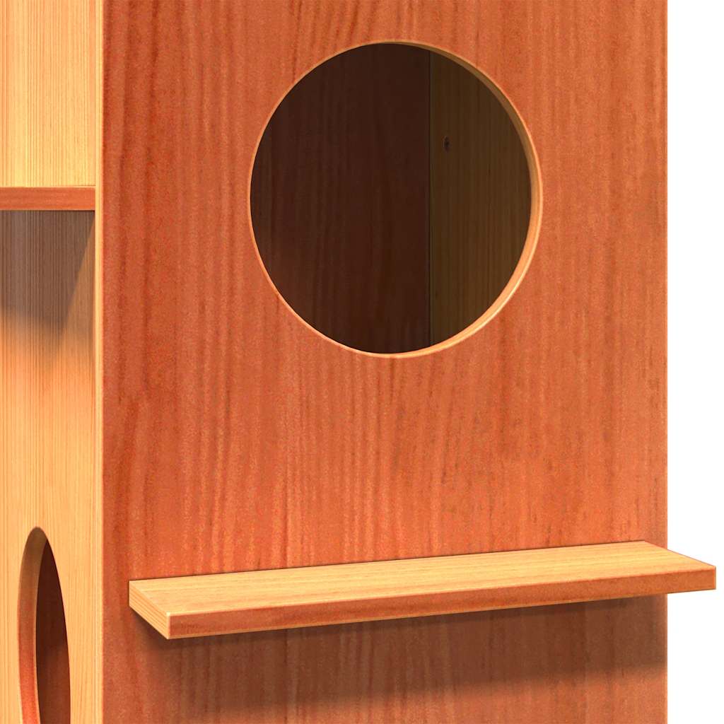 Cuccia per Gatti Marrone Cera 43x43x60cm Legno Massello di Pino
