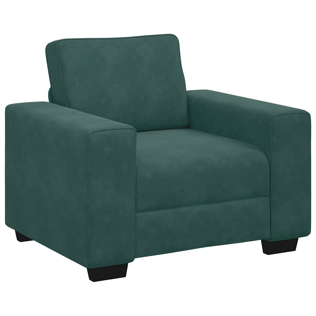 Set di Divani 3 pz con Cuscini Verde scuro in Velluto
