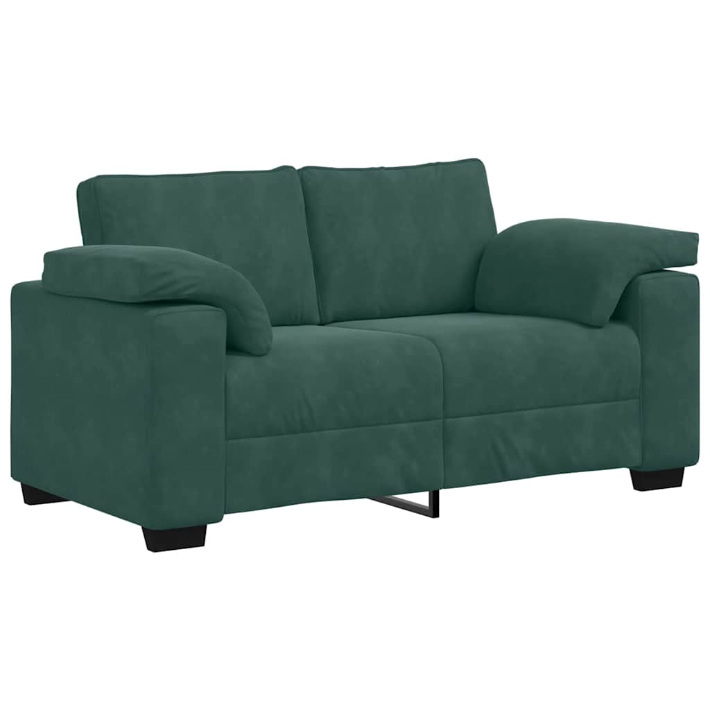 Set di Divani 3 pz con Cuscini Verde scuro in Velluto