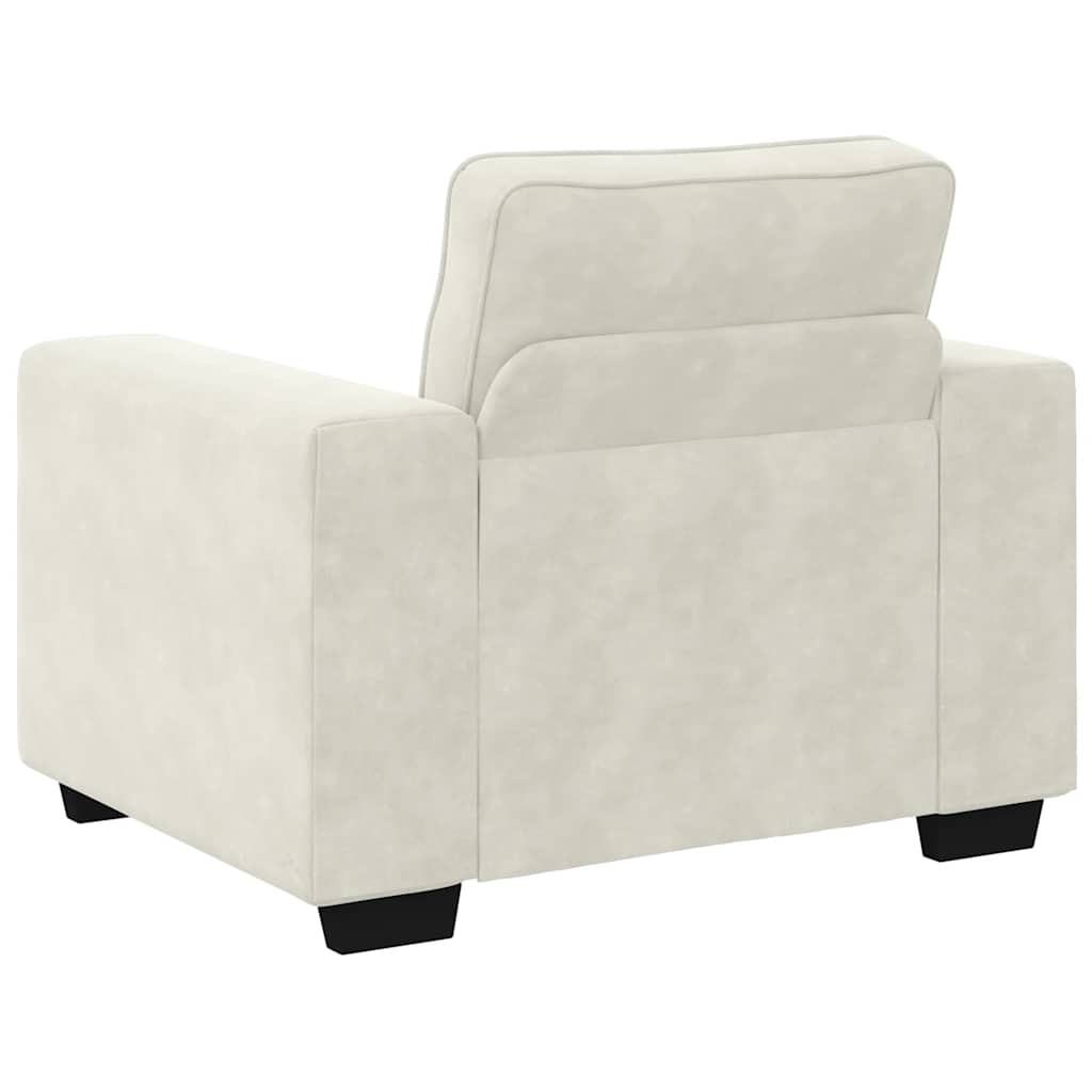 Set di Divani 3 pz con Cuscini Crema in Velluto