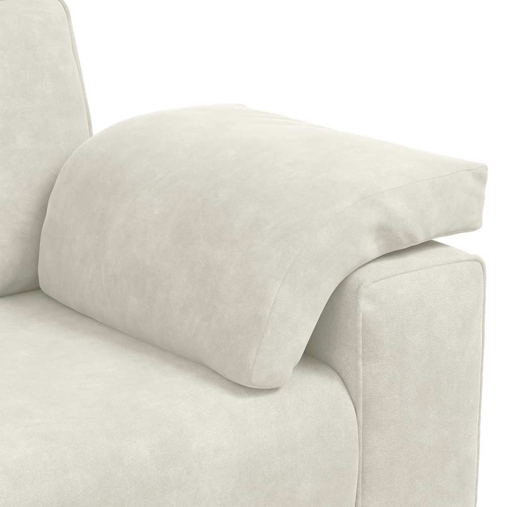 Set di Divani 3 pz con Cuscini Crema in Velluto