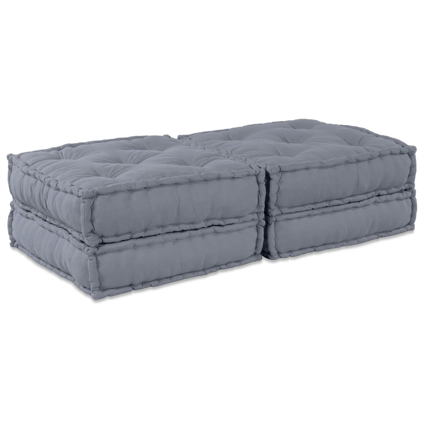 Pouffe Sofà Modulare a Due Posti Convertibile in Tessuto Grigio