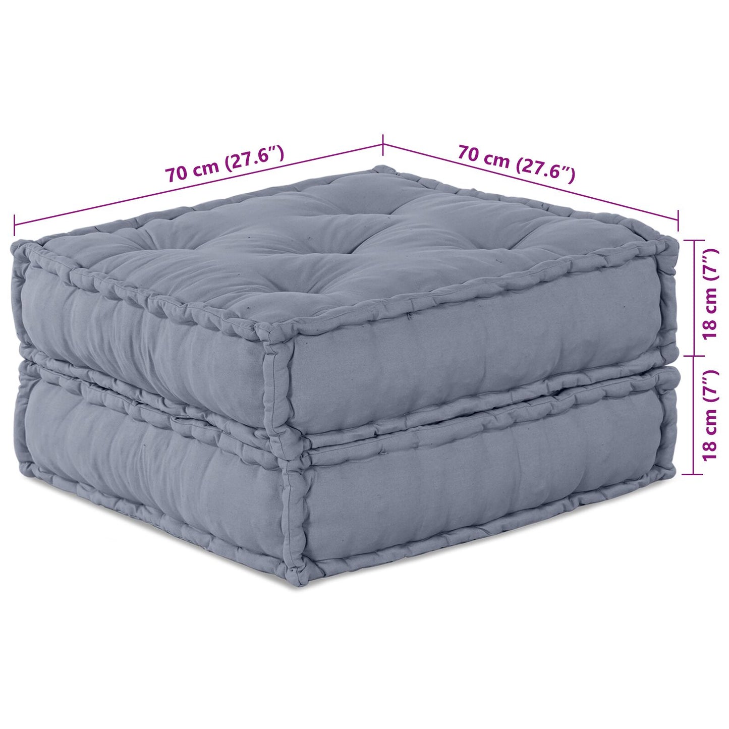 Pouffe Sofà Modulare a Due Posti Convertibile in Tessuto Grigio