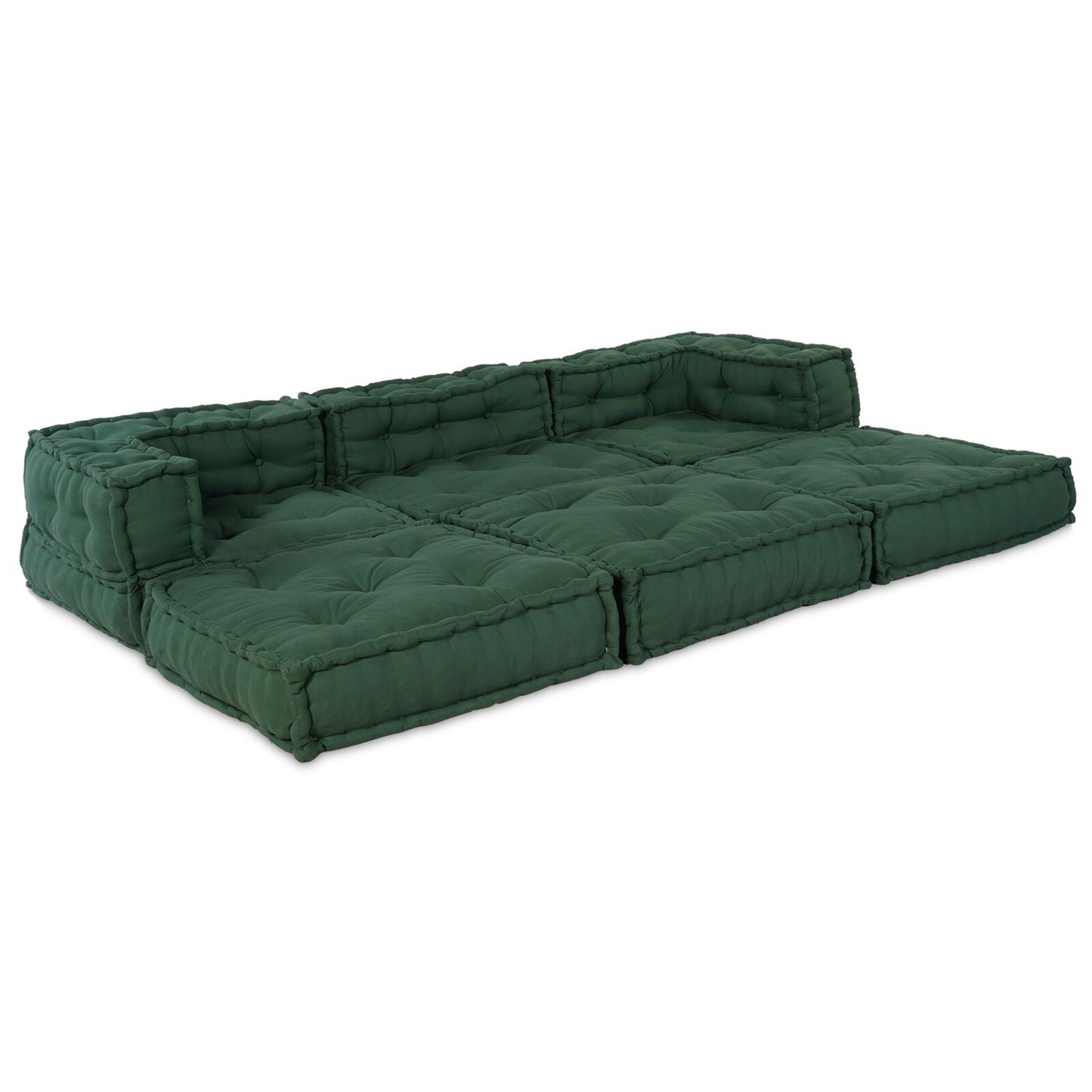 Pouf Modulari vidaXL 3 pz Verde in Tessuto