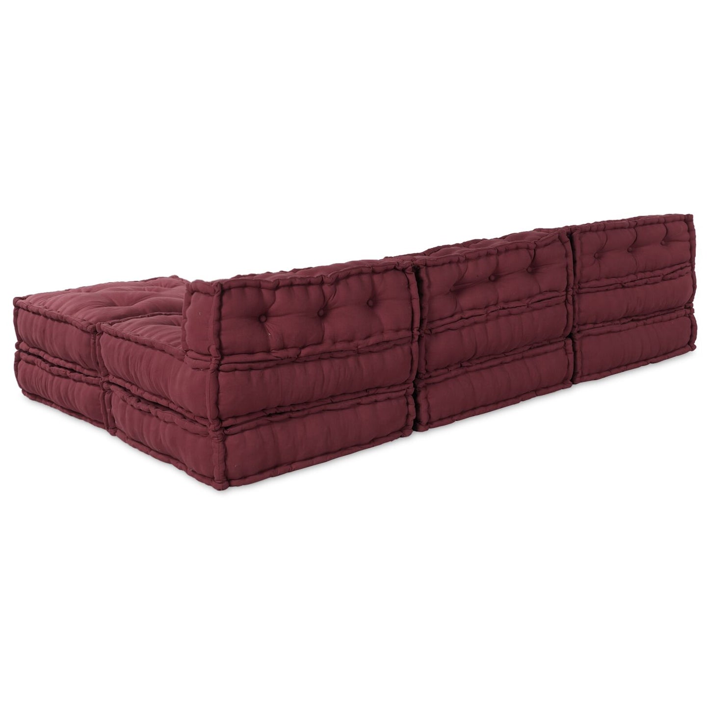Pouf modulare vitaXL 4 pezzi in tessuto Borgogna