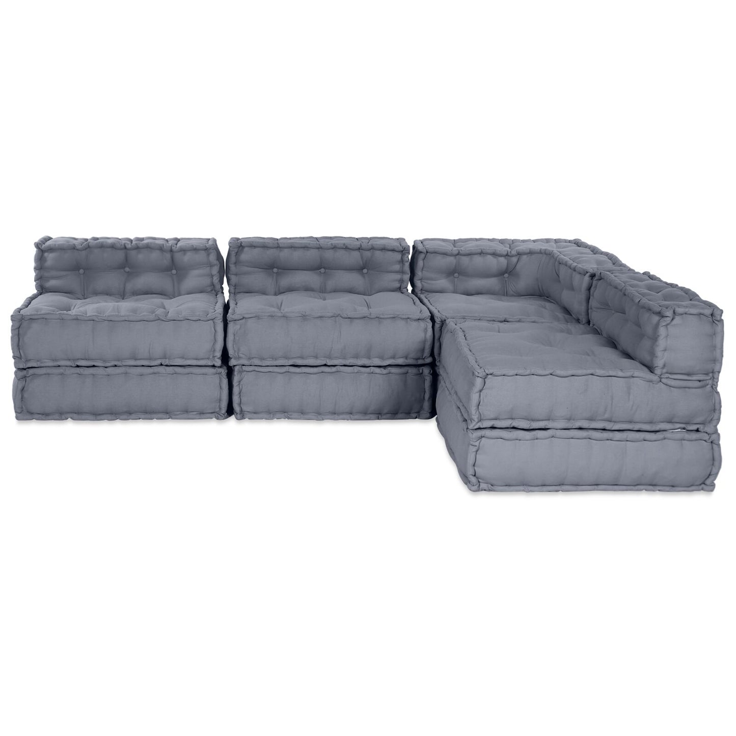 Pouffe modulare 4 posti convertibile in tessuto grigio