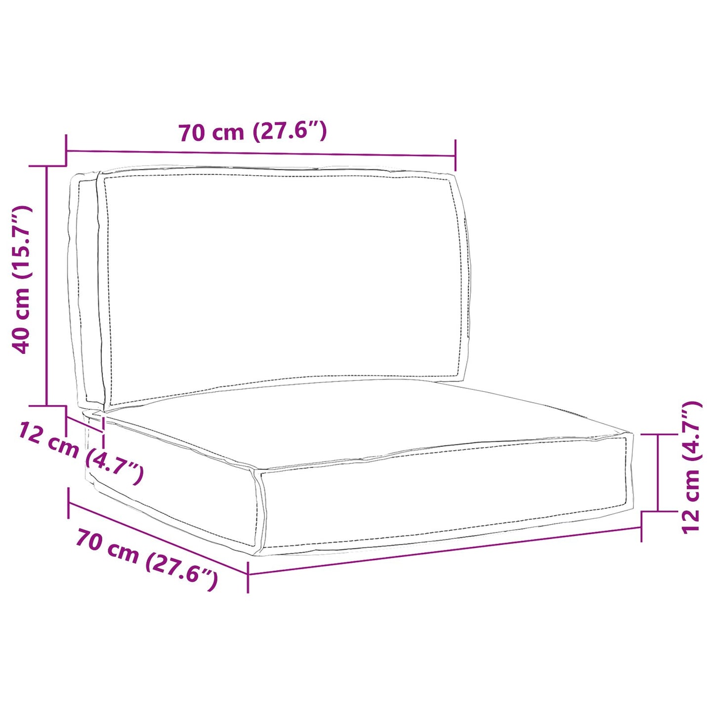 Set di Cuscini per Pallet Set di 2 Antracite Poliestere