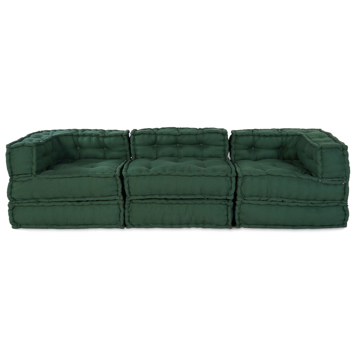 Pouf Modulari vidaXL 3 pz Verde in Tessuto