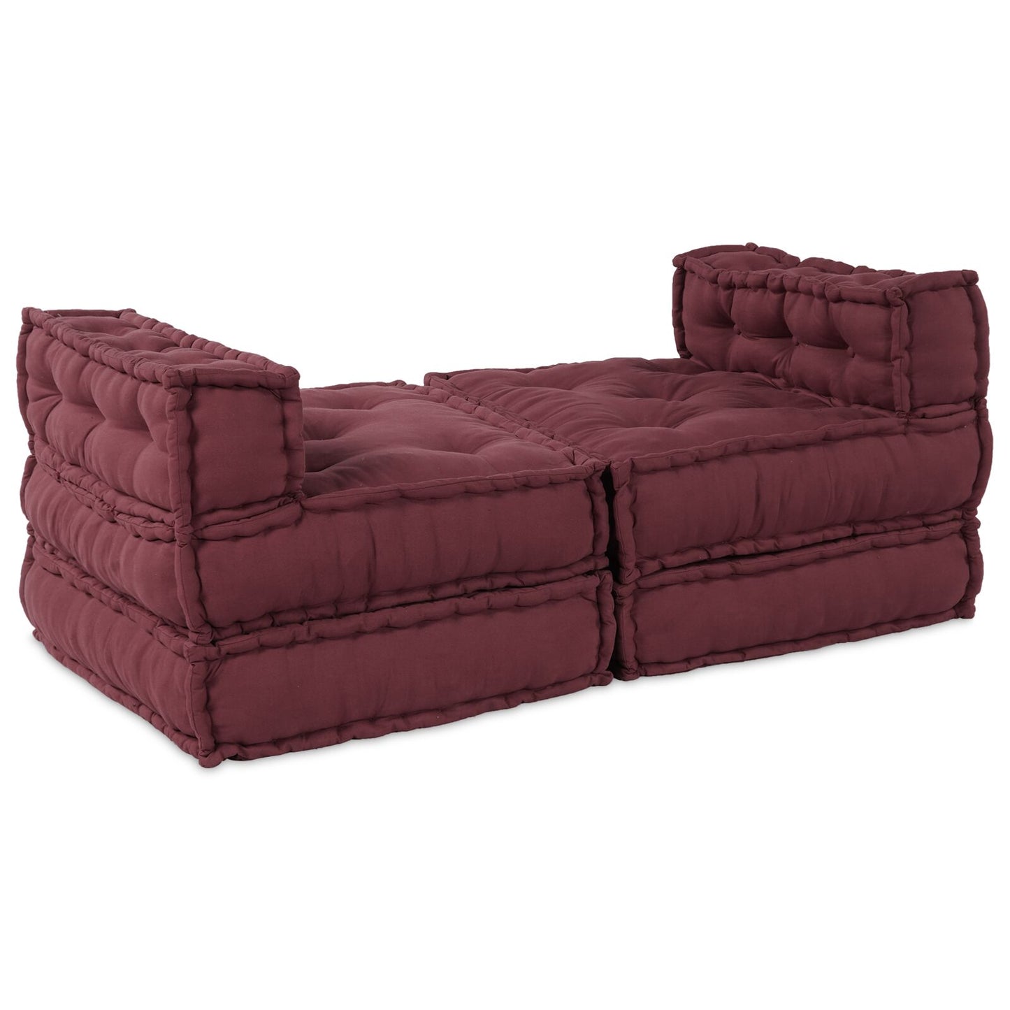 Pouf modulare vitaXL 4 pezzi in tessuto Borgogna
