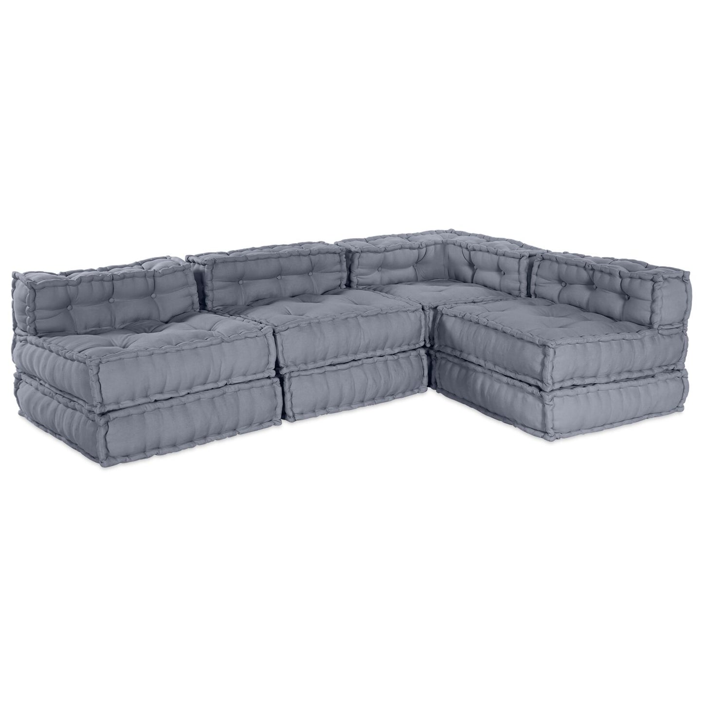 Pouffe modulare 4 posti convertibile in tessuto grigio