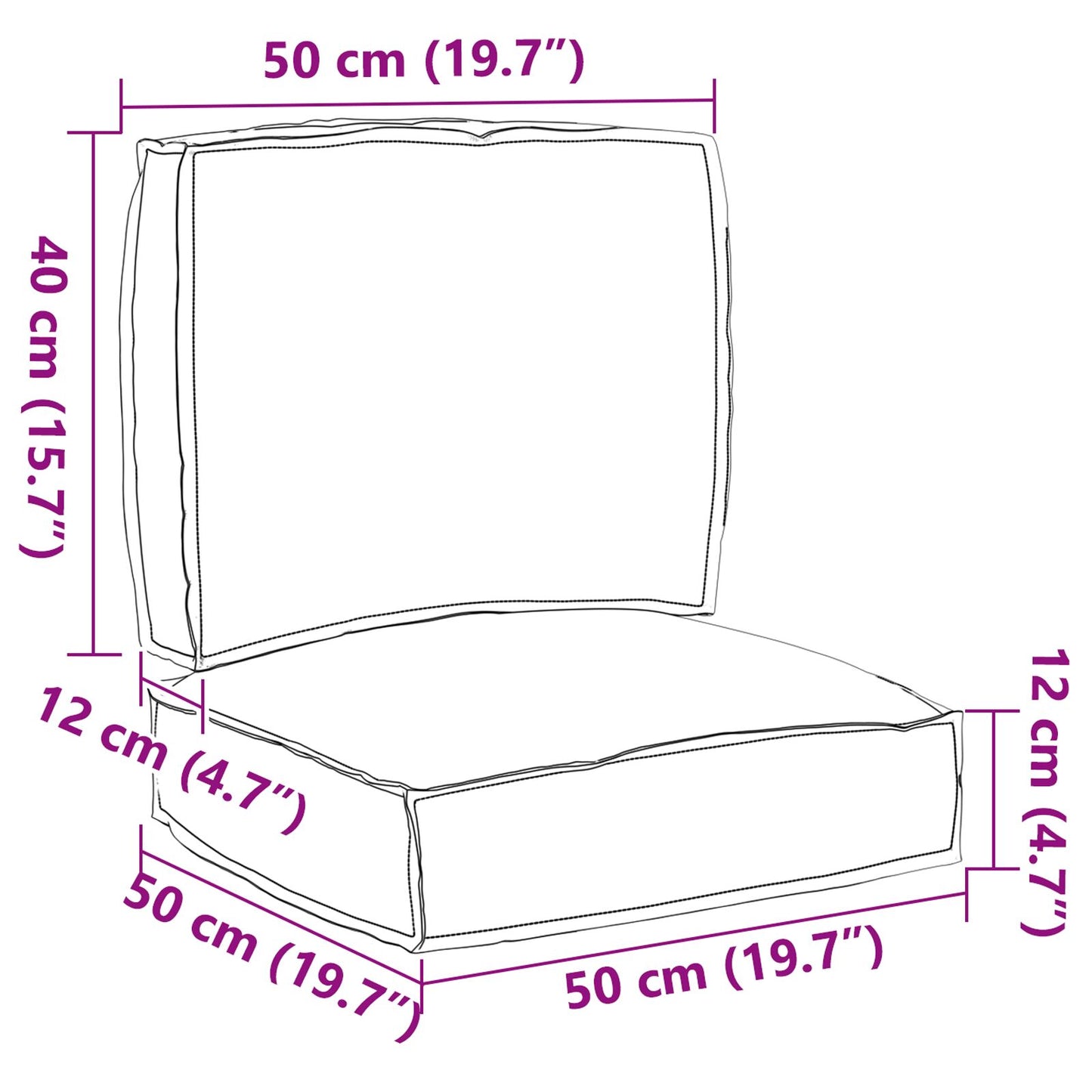 Set di Cuscini per Pallet Set di 2 Rosso Vino Poliestere Standard