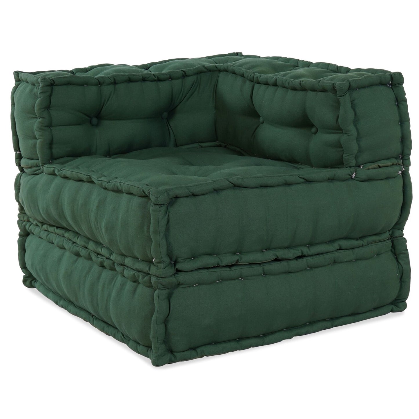 Pouf Modulari vidaXL 3 pz Verde in Tessuto