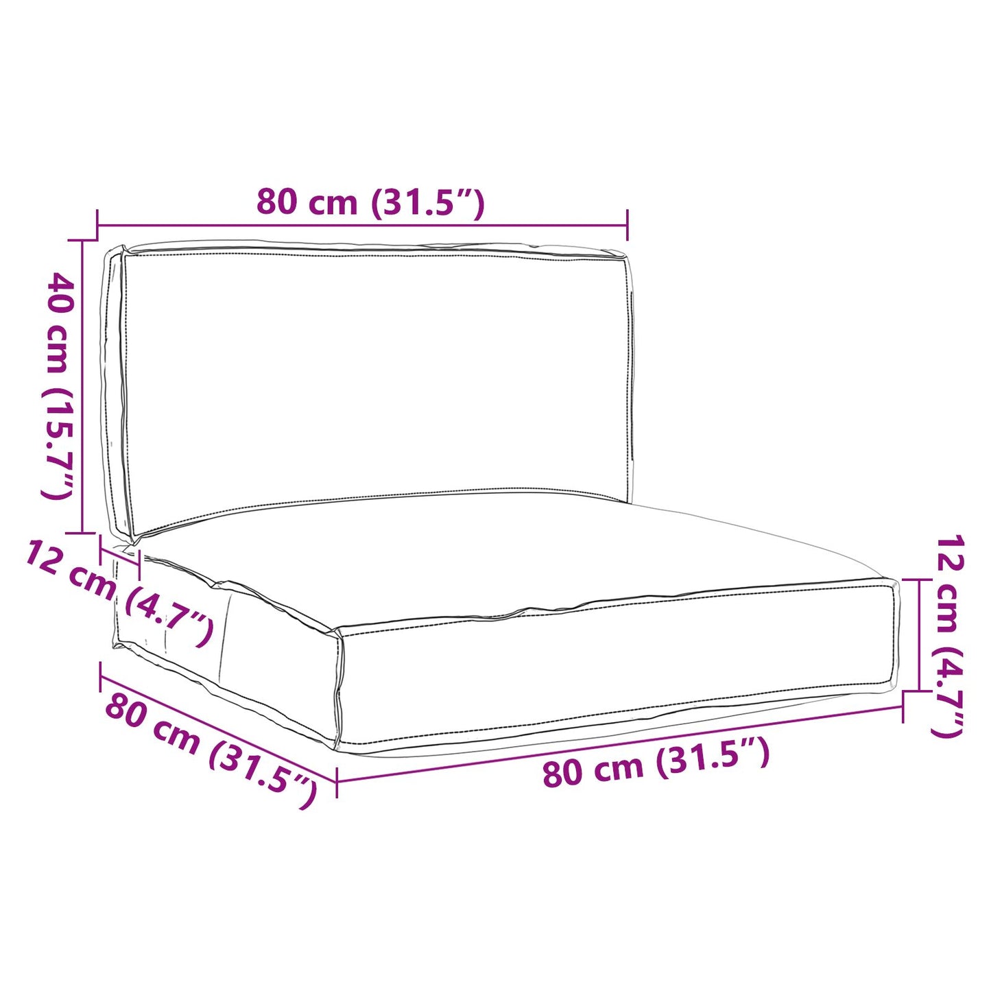 Set di cuscini per pallet Set di 2 Panna Cotone Standard