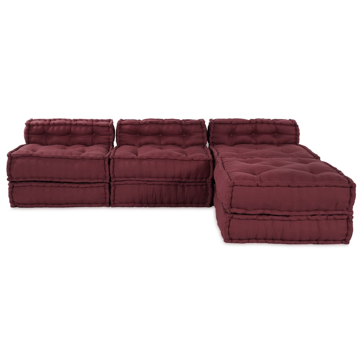 Pouf modulare vitaXL 4 pezzi in tessuto Borgogna