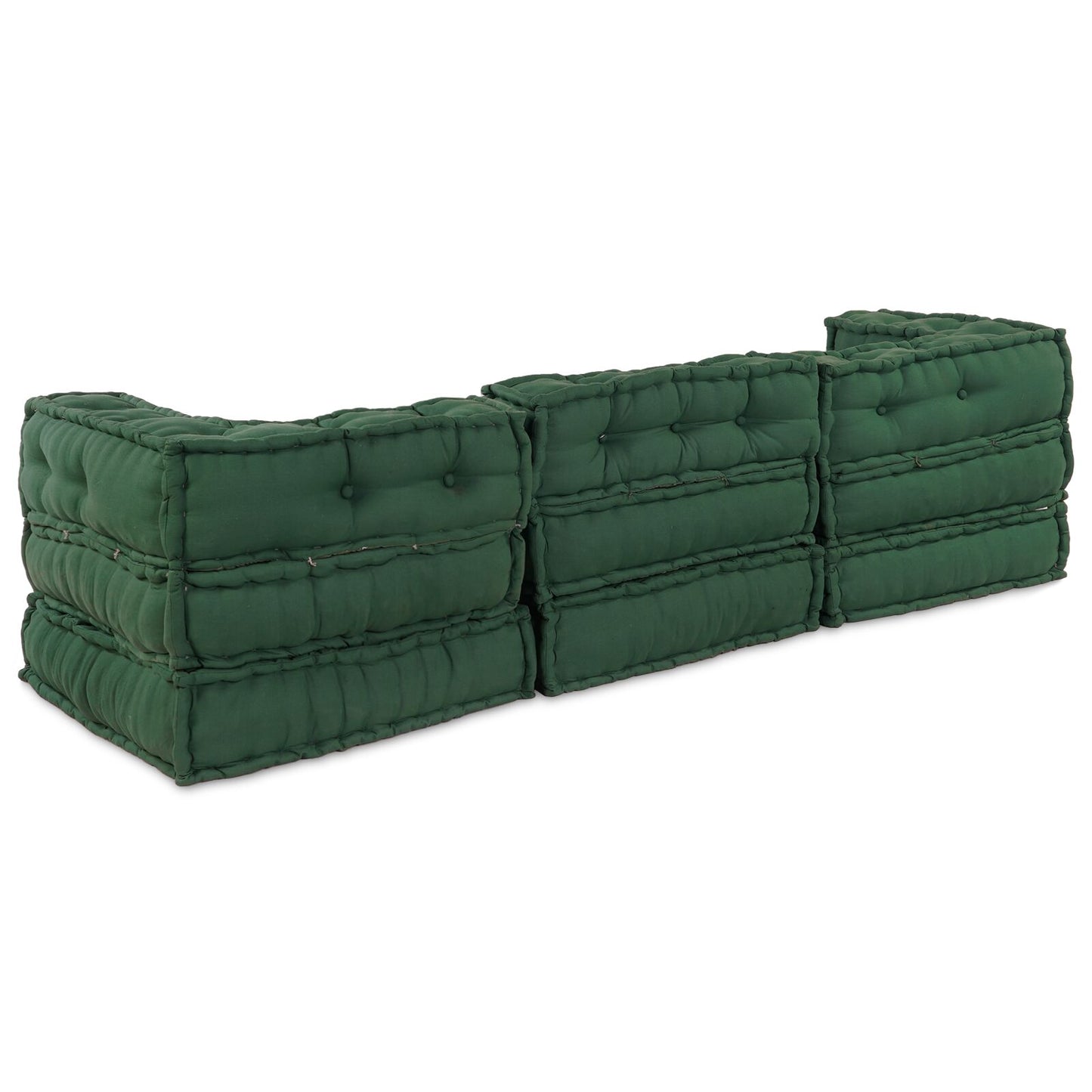 Pouf Modulari vidaXL 3 pz Verde in Tessuto