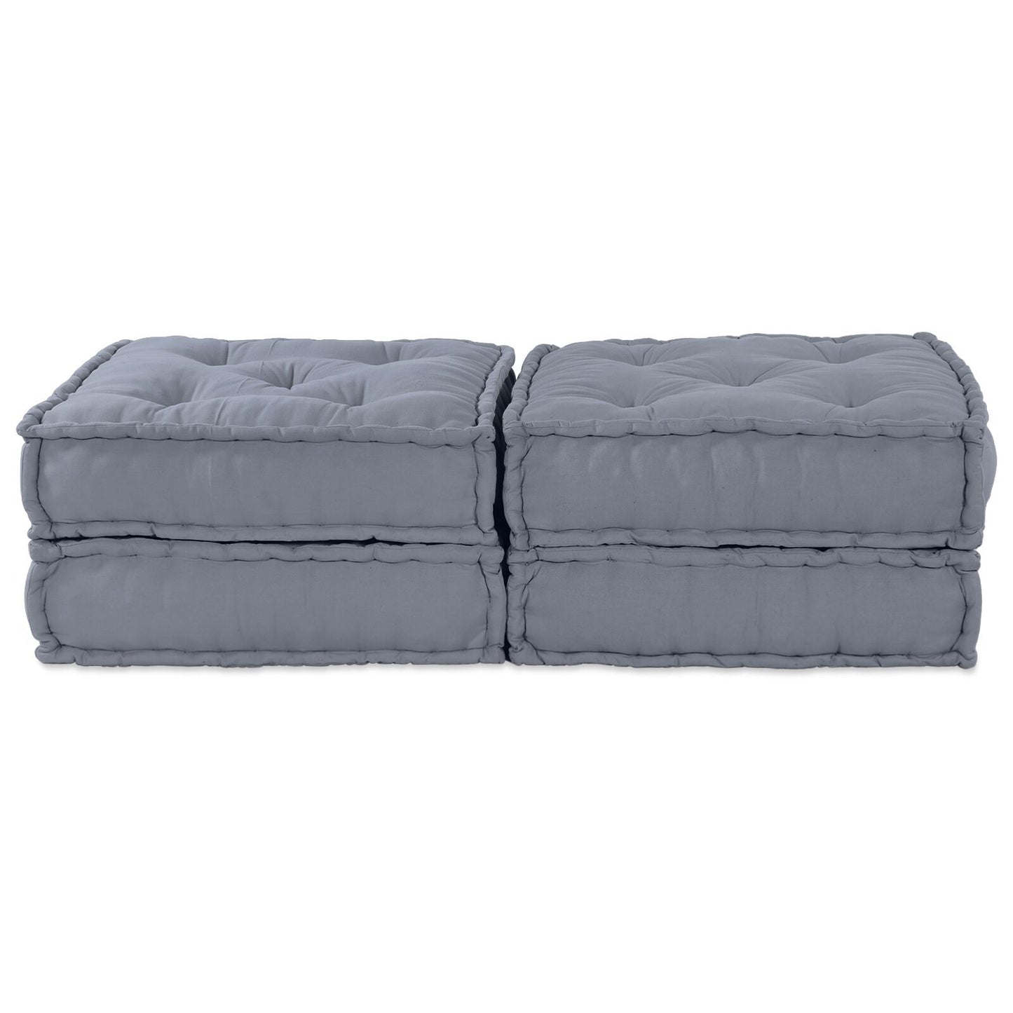 Pouffe Sofà Modulare a Due Posti Convertibile in Tessuto Grigio
