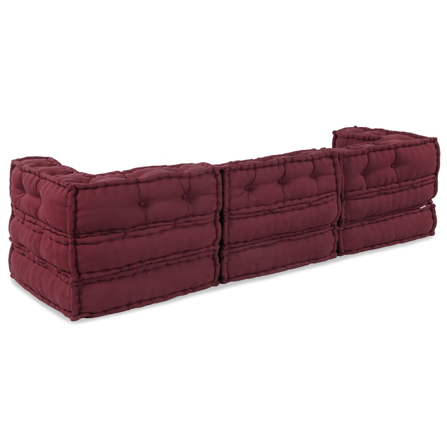 Pouf modulari vidaXL 3 pezzi in tessuto borgogna