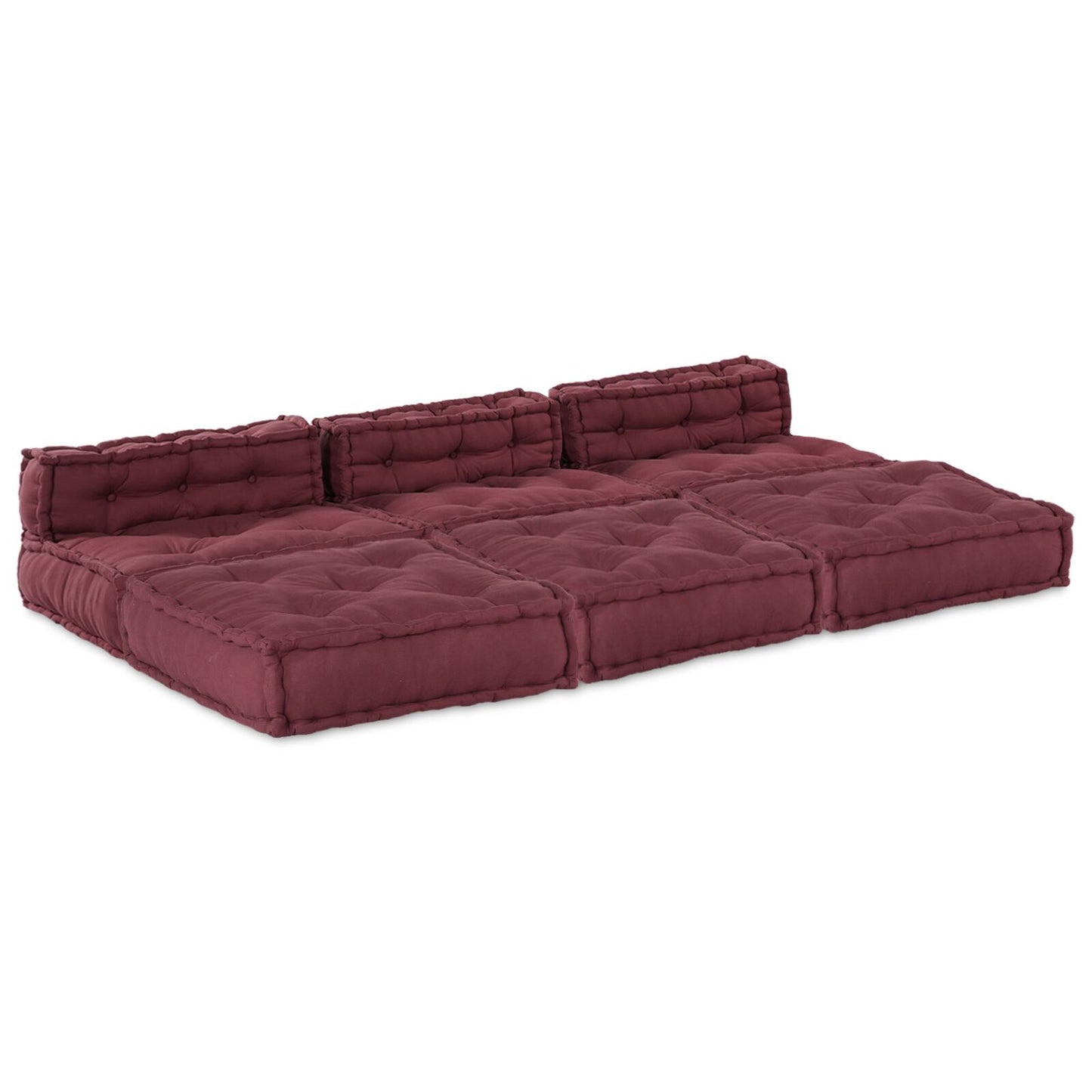 Pouf modulare vitaXL 4 pezzi in tessuto Borgogna