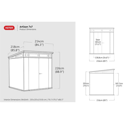 Capanno per Attrezzi da Giardino Artisan 77 214x218x226cm 235572