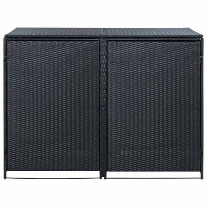 Copribidone Doppio per Spazzatura Polyrattan Nero 148x80x111 cm