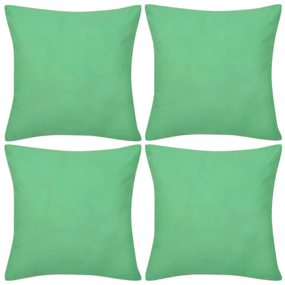 Federe 4 pz per Cuscini in Cotone Verde Mela 40 x 40 cm