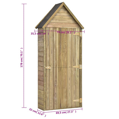 Capanno da Giardino con Porta 69,5x32x178 cm in Pino Impregnato