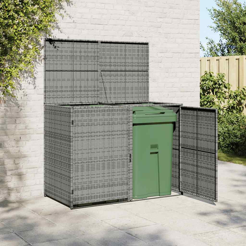 Copribidone Rifiuti Doppio in Polyrattan Antracite 148x77x111cm
